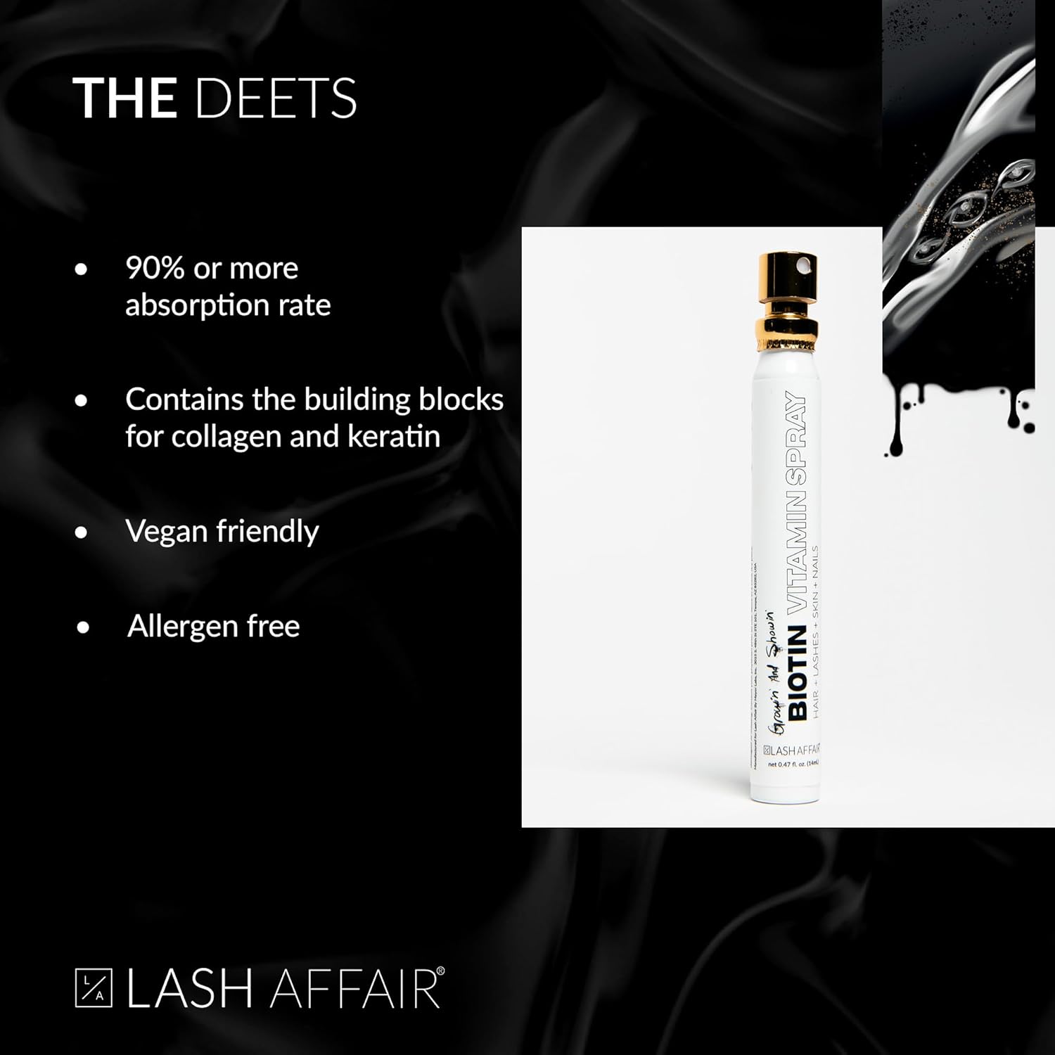 Vegan Biotin Mouth Spray with Vitamin C for Hair, Skin, and Nails Growth - Gluten-Free, Cruelty-Free, Made in USA