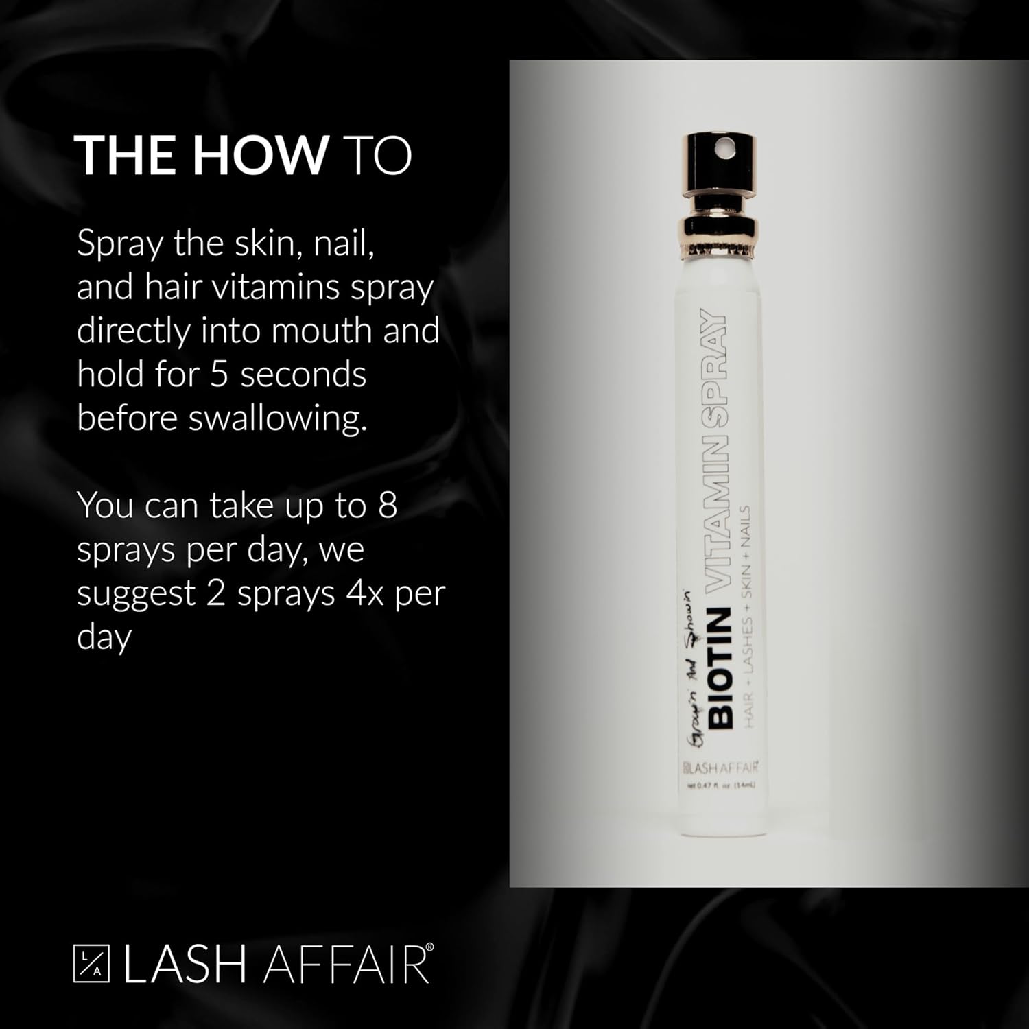 Vegan Biotin Mouth Spray with Vitamin C for Hair, Skin, and Nails Growth - Gluten-Free, Cruelty-Free, Made in USA