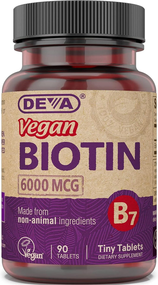 Vegan Biotin Supplement 6000 mcg - Small Tablets, 90 Count - Easy-to-Swallow Vitamin B7
