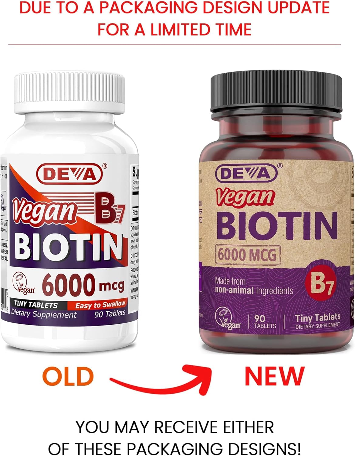 Vegan Biotin Supplement 6000 mcg - Small Tablets, 90 Count - Easy-to-Swallow Vitamin B7