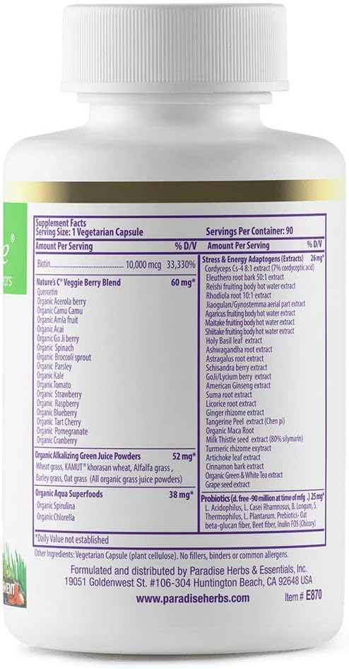 Vegan Biotin Supplement for Hair, Skin, & Nails - Whole Body Health - Non-GMO & Gluten Free - 90 Vegetarian Capsules