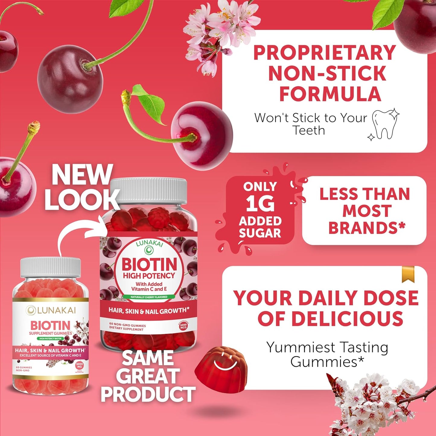 Vegan Biotin & Vitamin B12 Gummies Bundle for Hair, Skin & Nails Growth - Includes Vitamin C & E - Non-GMO Supplement for Energy & Bone Health - 30 Day Supply