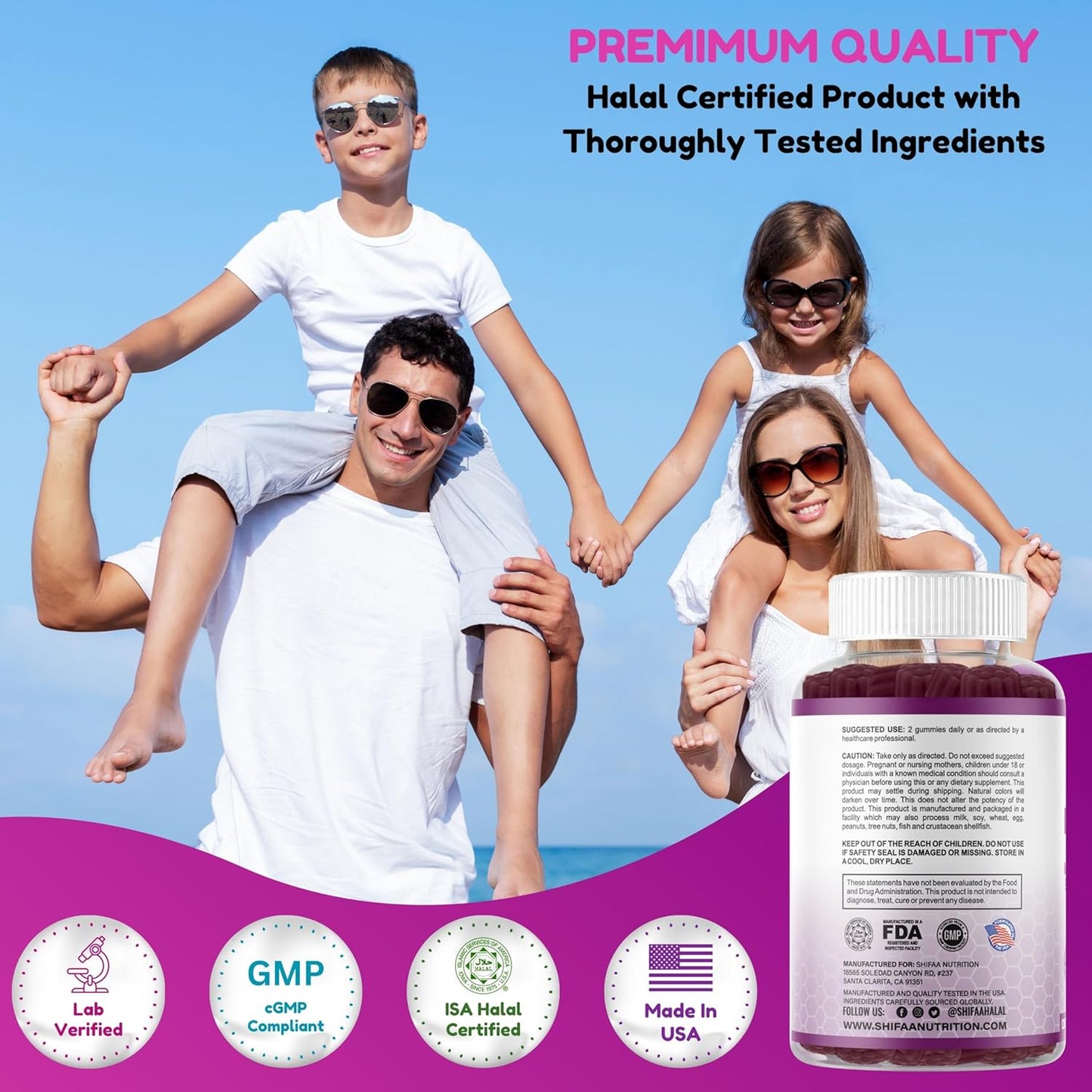Vegan Black Sambucus Elderberry Gummies with Vitamin C and Zinc for Immune Support | Non-GMO Halal Vitamins | 60 Gummies