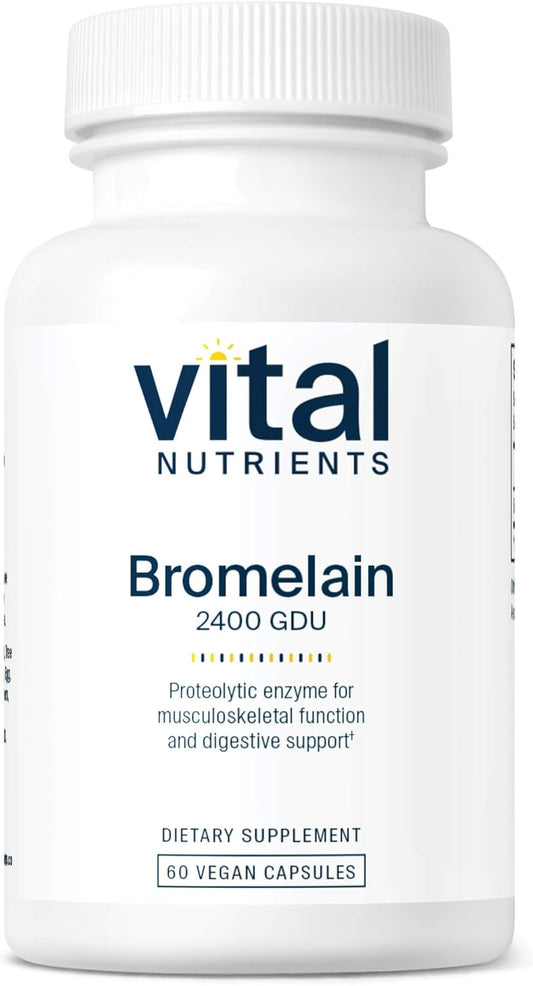 Vegan Bromelain Supplement for Protein Digestion - Non-GMO Digestive Enzyme from Pineapple - 60 Capsules