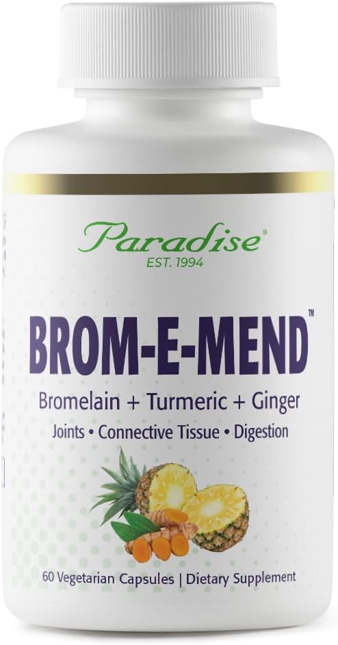 Vegan Bromelain Supplement with Turmeric and Ginger - Non-GMO, Gluten Free - 60 Capsules
