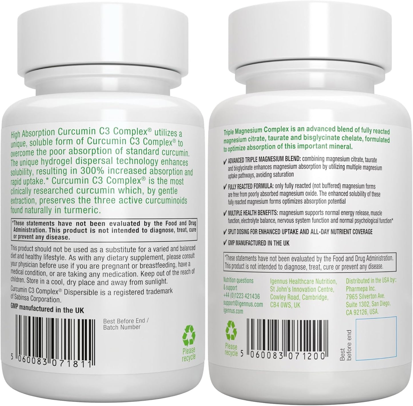 Vegan Bundle: Triple Magnesium Complex with High Absorption Curcumin - Enhanced Absorption for Optimal Health