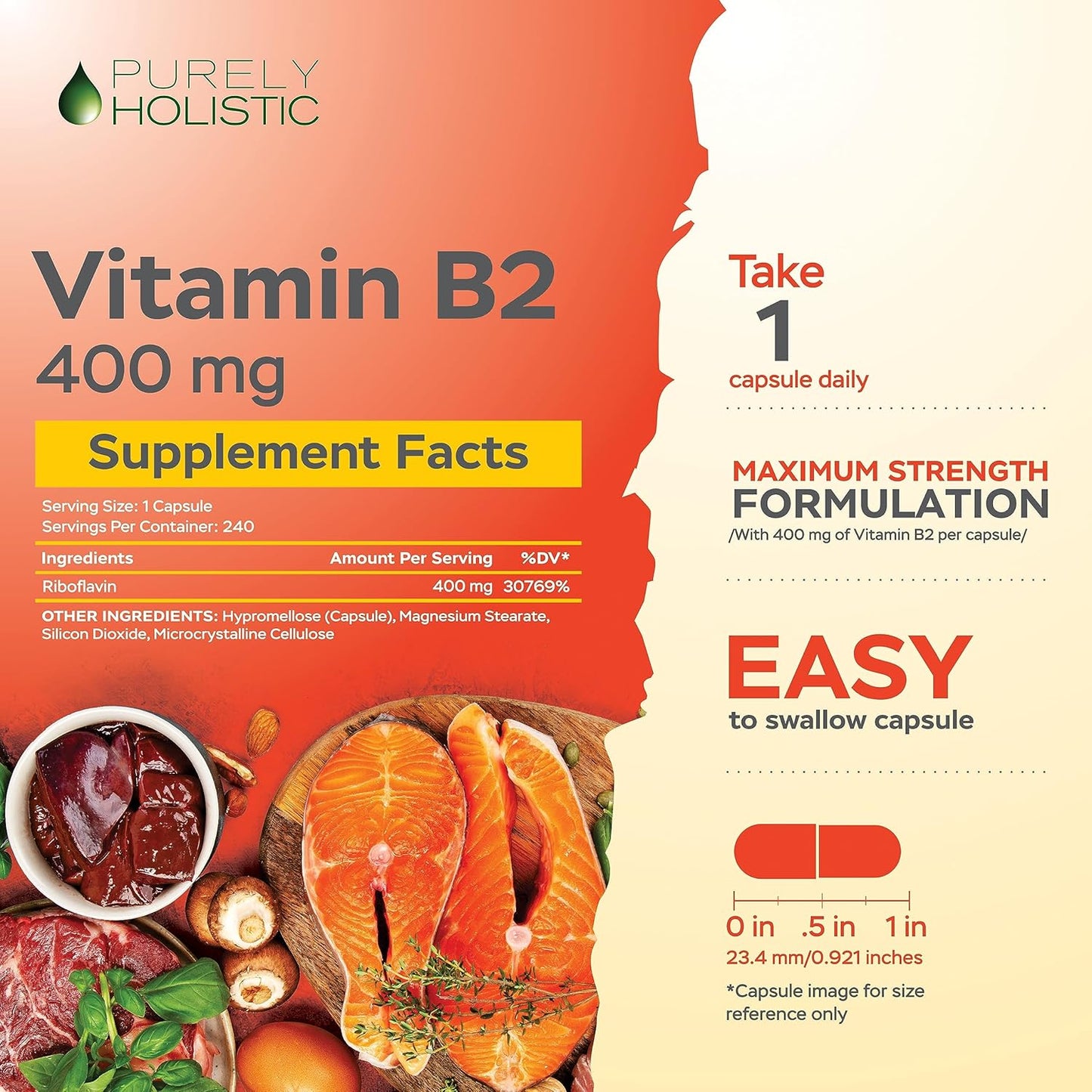 Vegan Bundle: Vitamin B2 Riboflavin 400mg + Magnesium Glycinate 400mg - 510 Capsules - USA Made