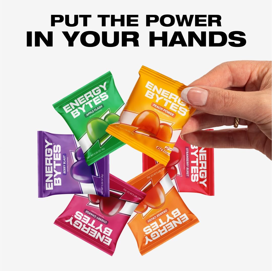 Vegan Caffeine Gummies Variety Pack for Running, Cycling, Sports | Low Sugar Energy Chews (12-Pack)