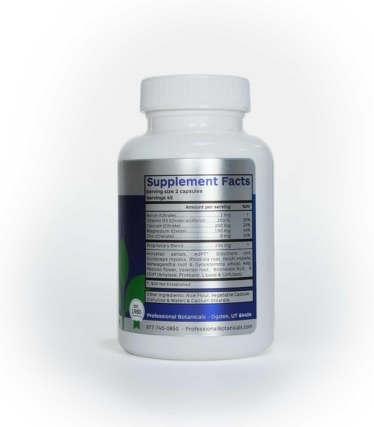 Vegan Cal/Mg + Boron Capsules for Bone Health, Skin, Teeth, and Nails - 90 Vegetarian Capsules