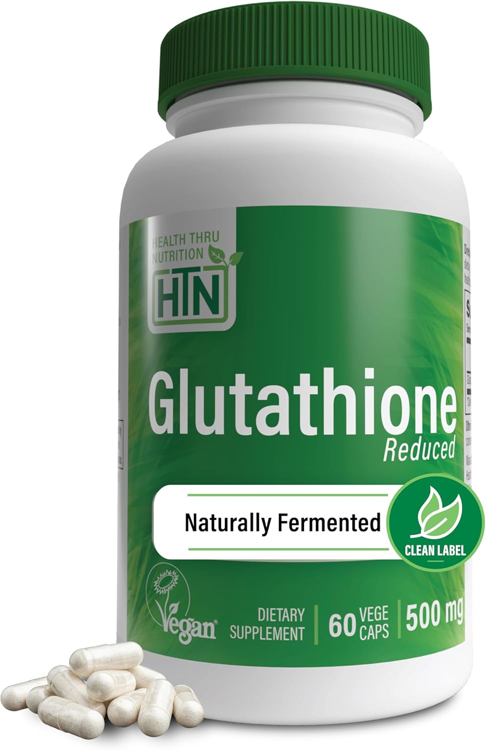 Vegan Certified Glutathione Reduced 500mg Vegecaps - Master Antioxidant for Healthy Skin and Cellular Aging Support - Non GMO and Hypoallergenic - Pack of 60