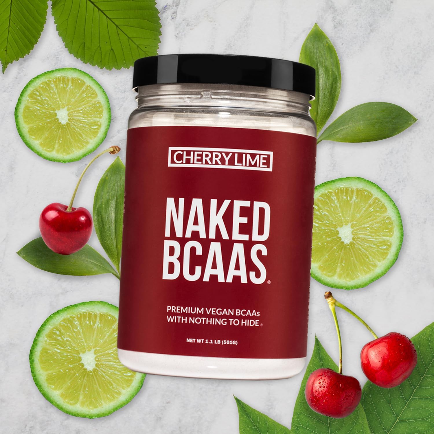 Vegan Cherry Lime BCAA Powder - 100% Pure Amino Acids Supplement (501g) - BoostGo Australia