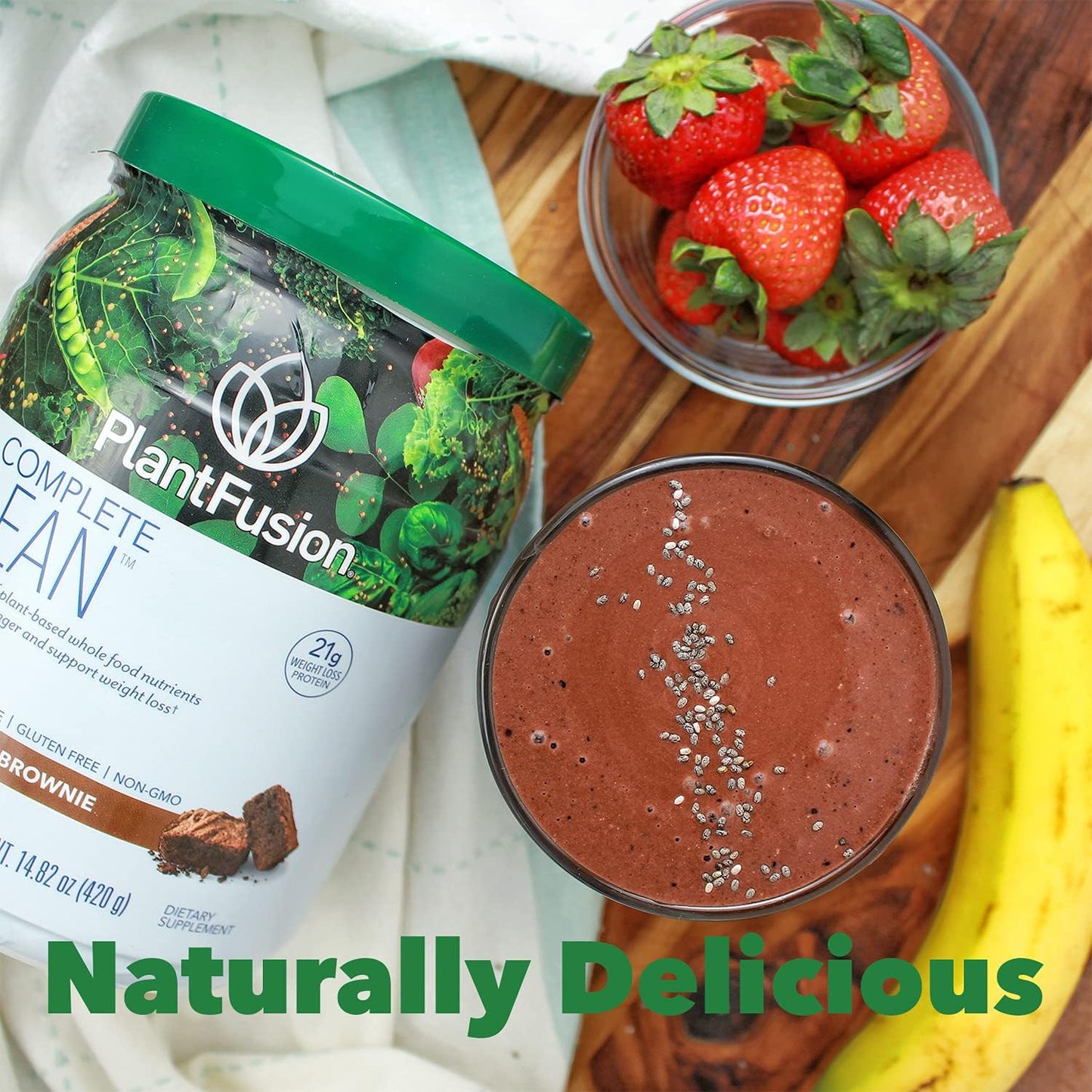 Vegan Chocolate Brownie Plant-Based Protein Powder with Prebiotic Fiber & Superfoods - 1.85 lb