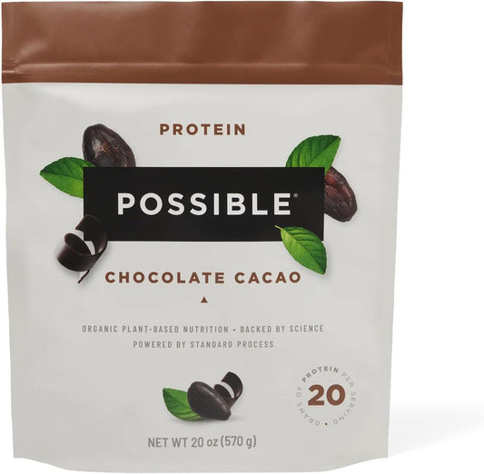 Vegan Chocolate Cacao Protein Powder - 20g Plant-Based Protein Mix - Non-GMO, Gluten-Free - 3.5g BCAAs - 9 Essential Amino Acids - 15-Day Supply