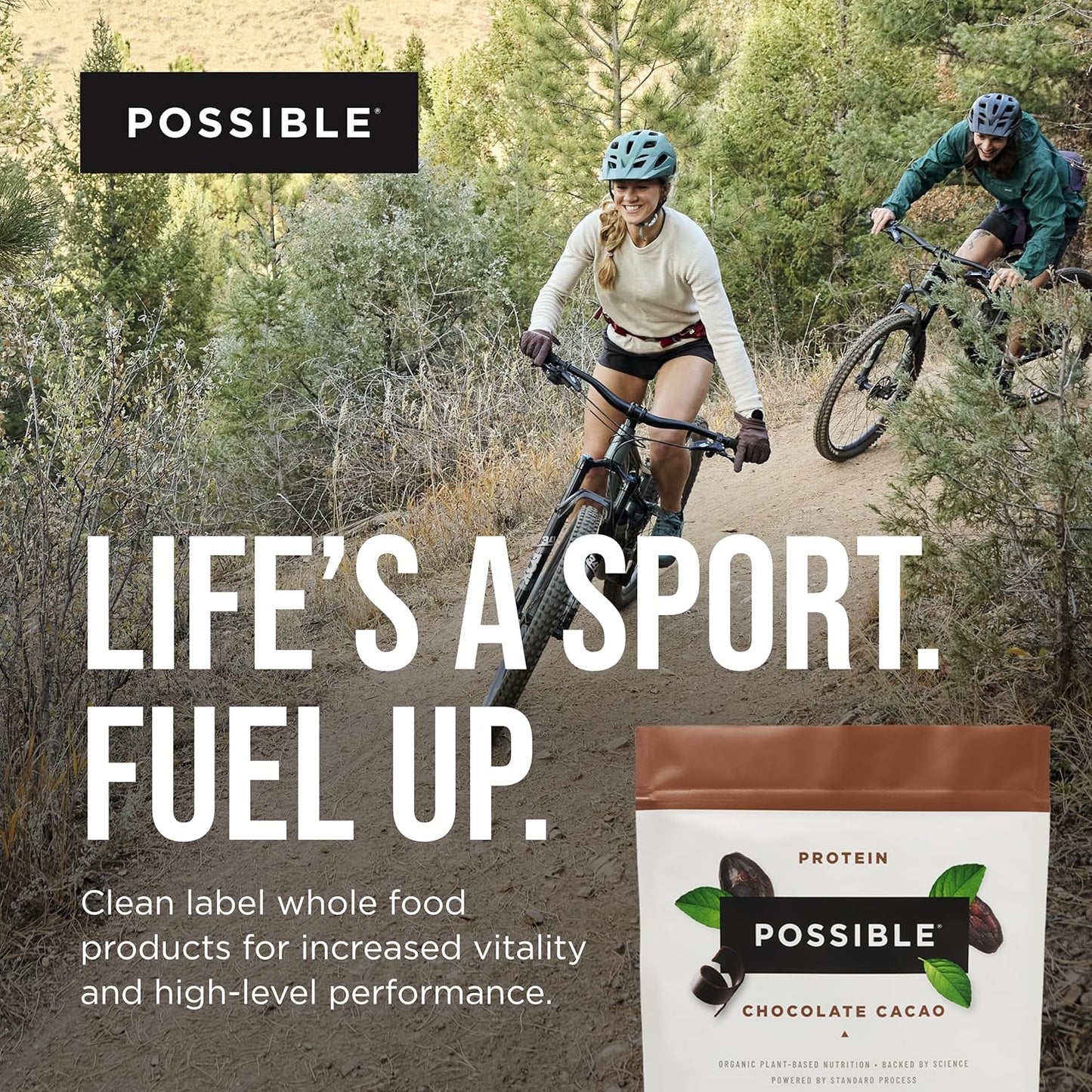 Vegan Chocolate Cacao Protein Powder - 20g Plant-Based Protein Mix - Non-GMO, Gluten-Free - 3.5g BCAAs - 9 Essential Amino Acids - 15-Day Supply