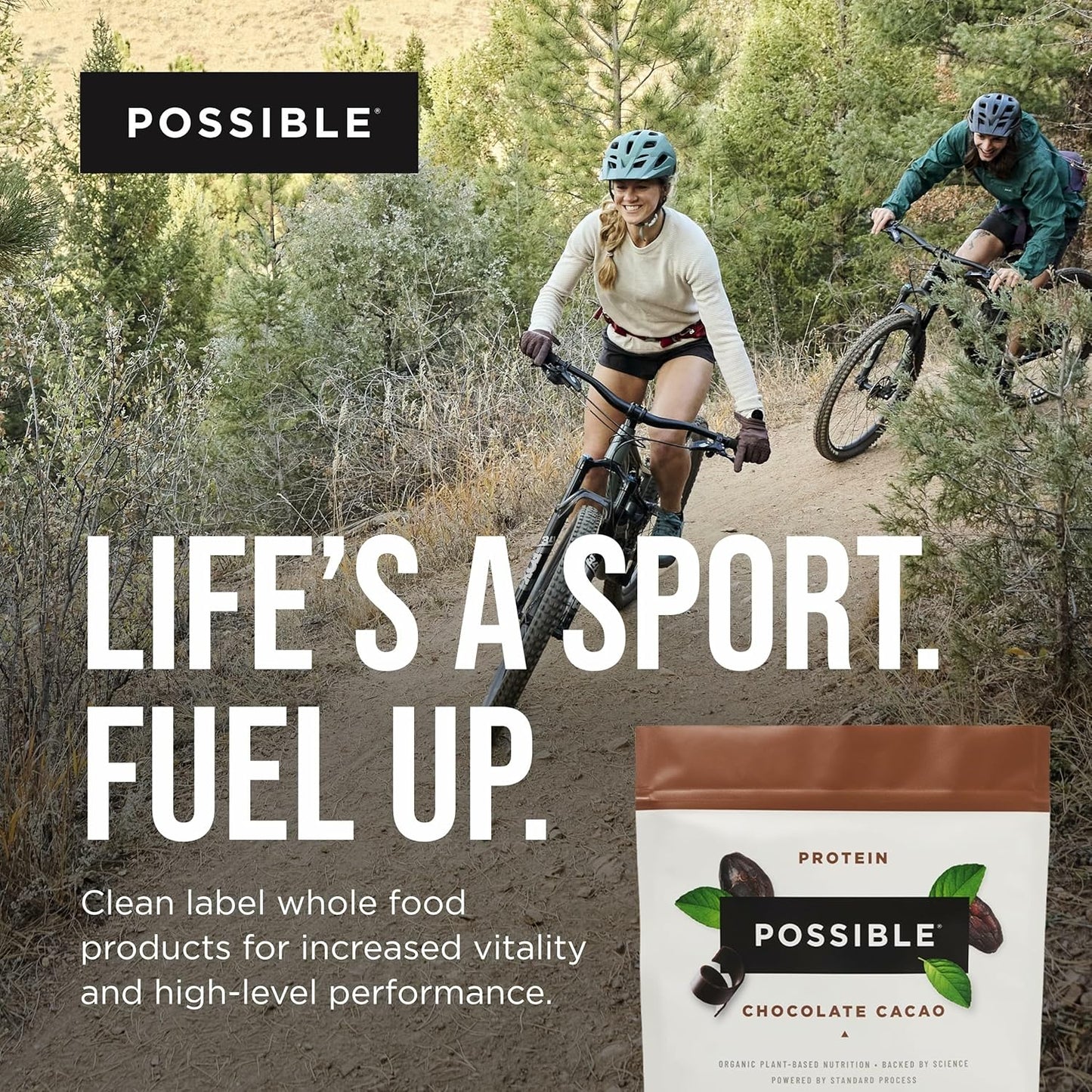 Vegan Chocolate Cacao Protein Powder - 20g Plant-Based Protein Mix - Non-GMO, Gluten-Free - 3.5g BCAAs - 9 Essential Amino Acids - 30-Day Supply - 2 Bags, 30 Servings