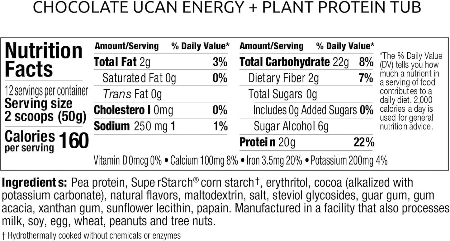Vegan Chocolate Protein Powder with 20g Pea Protein - No Added Sugar, Keto-Friendly, Gluten-Free - Plant Based Protein Shake Mix - 12 Servings