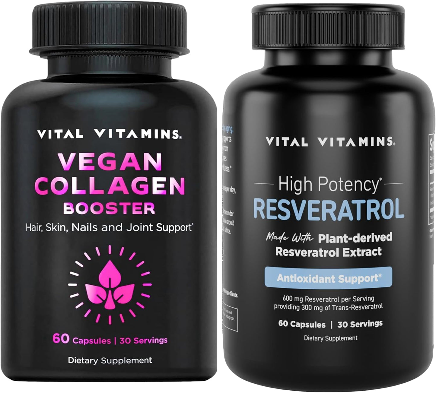 Vegan Collagen Booster Capsules with Vital Vitamins and Resveratrol for Skin Health