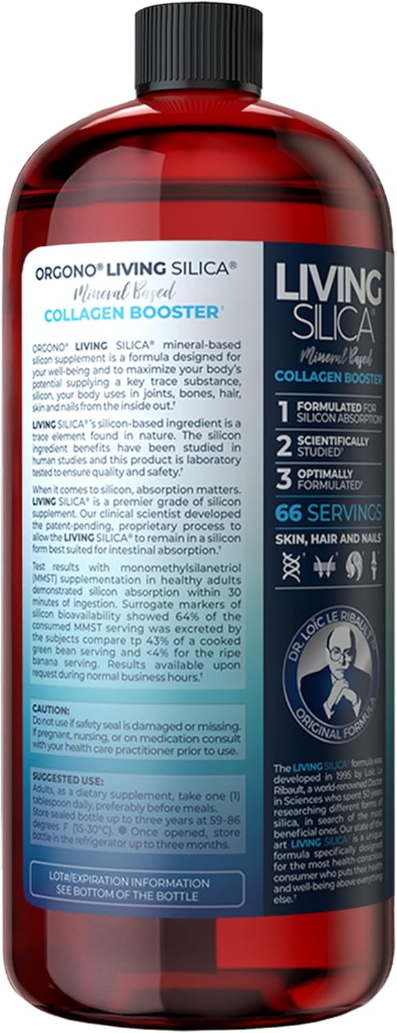 Vegan Collagen Booster Drink for Healthy Joints, Skin, Hair & Nails | Orgono Living Silica Liquid Formula for Collagen & Elastin Production