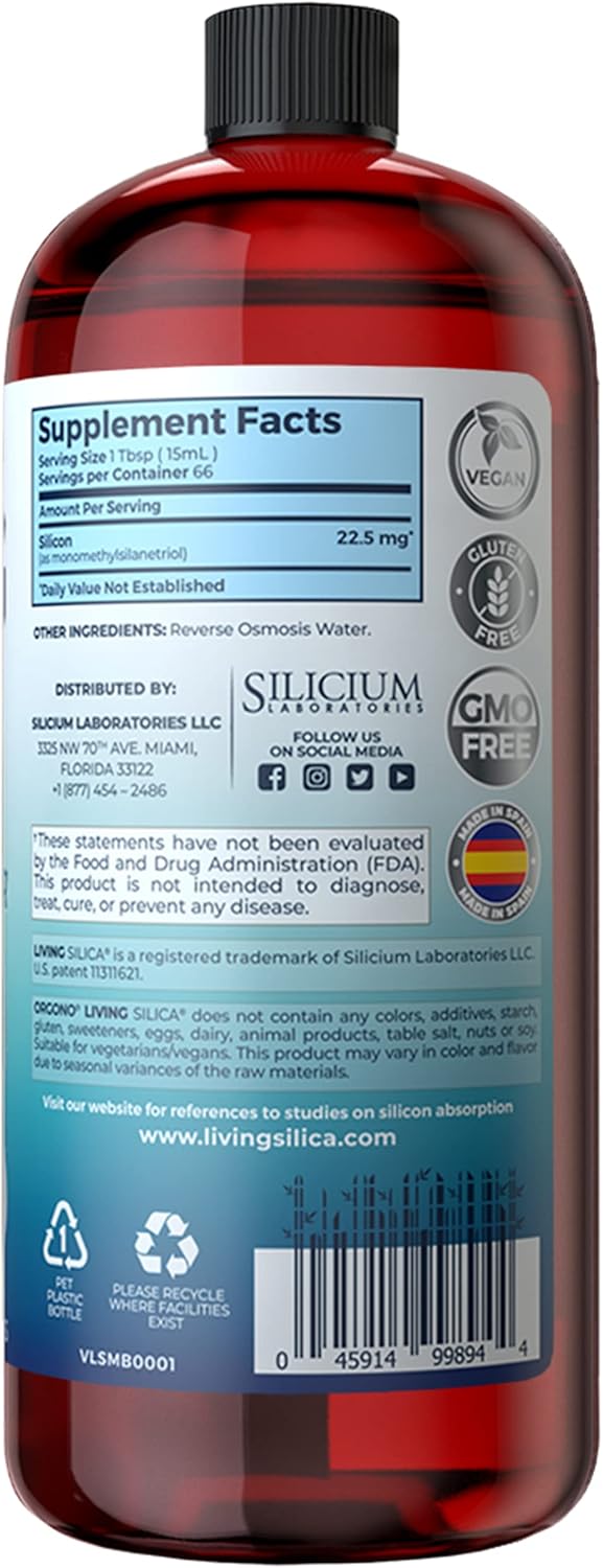 Vegan Collagen Booster Drink for Healthy Joints, Skin, Hair & Nails | Orgono Living Silica Liquid Formula for Collagen & Elastin Production