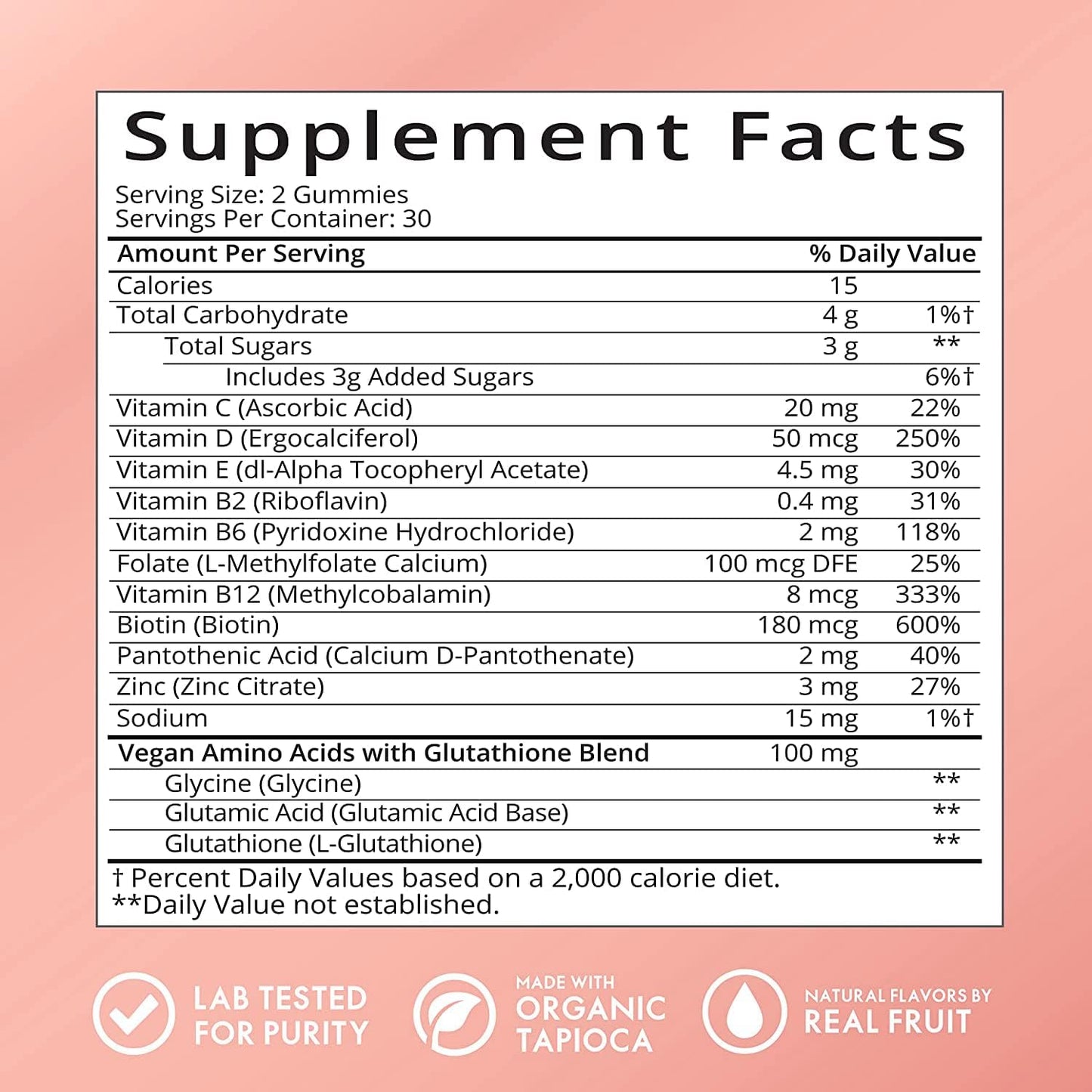 Vegan Collagen-Boosting Multivitamin Gummies with Amino Acids, Vitamin C, D, B-12, Biotin - Promotes Hair, Nail, Skin, Bone & Joint Health - 60 Count