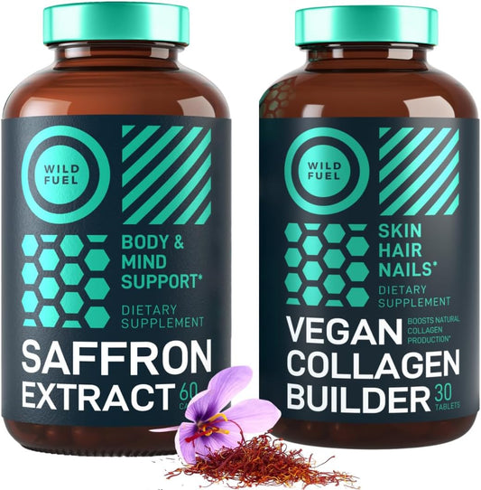 Vegan Collagen Builder with Saffron Extract Bundle for Radiant Skin and Health