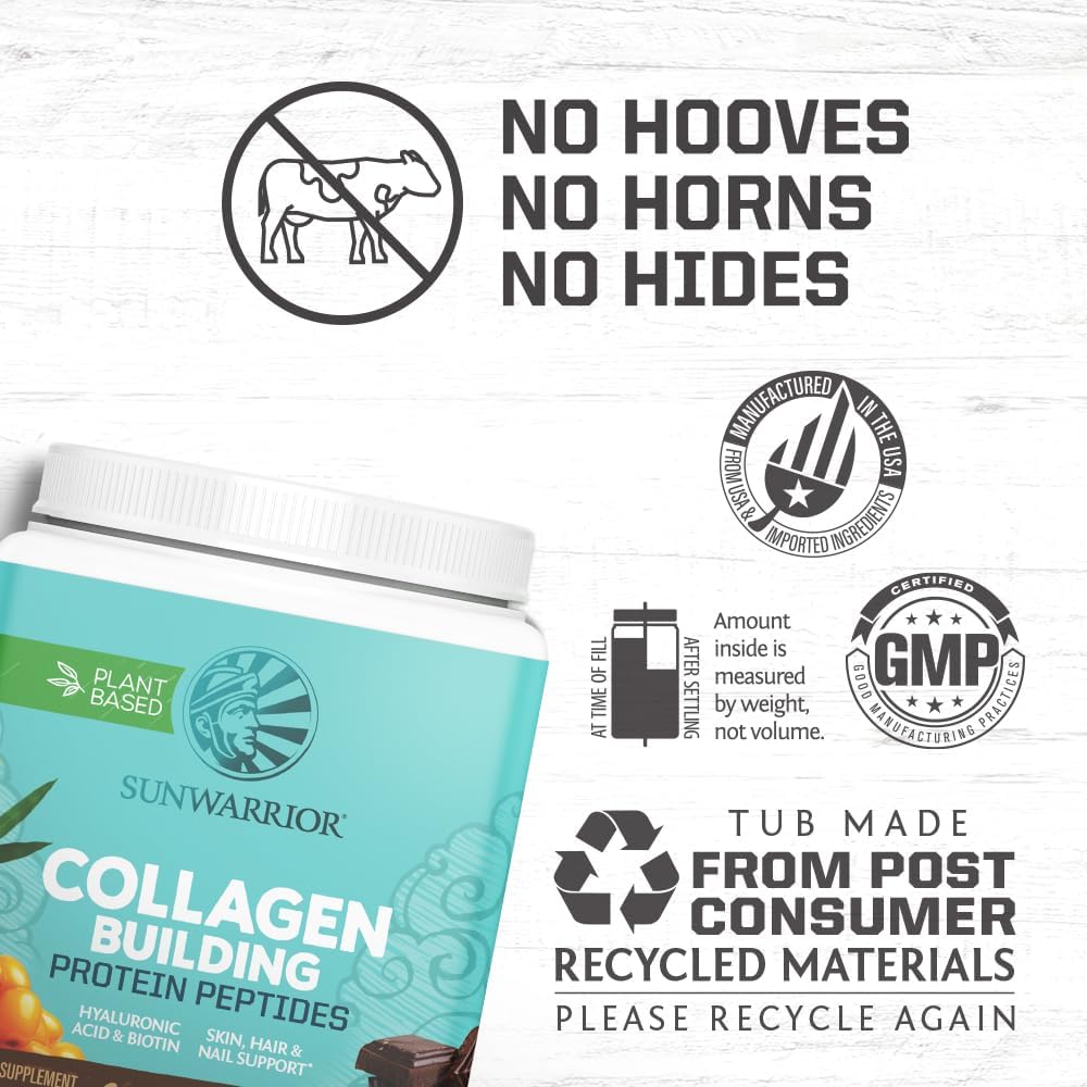 Vegan Collagen Building Protein Powder with Biotin, Vitamin C, and Hyaluronic Acid - Chocolate Flavor, Dairy-Free, Gluten-Free for Hair, Skin, and Nails