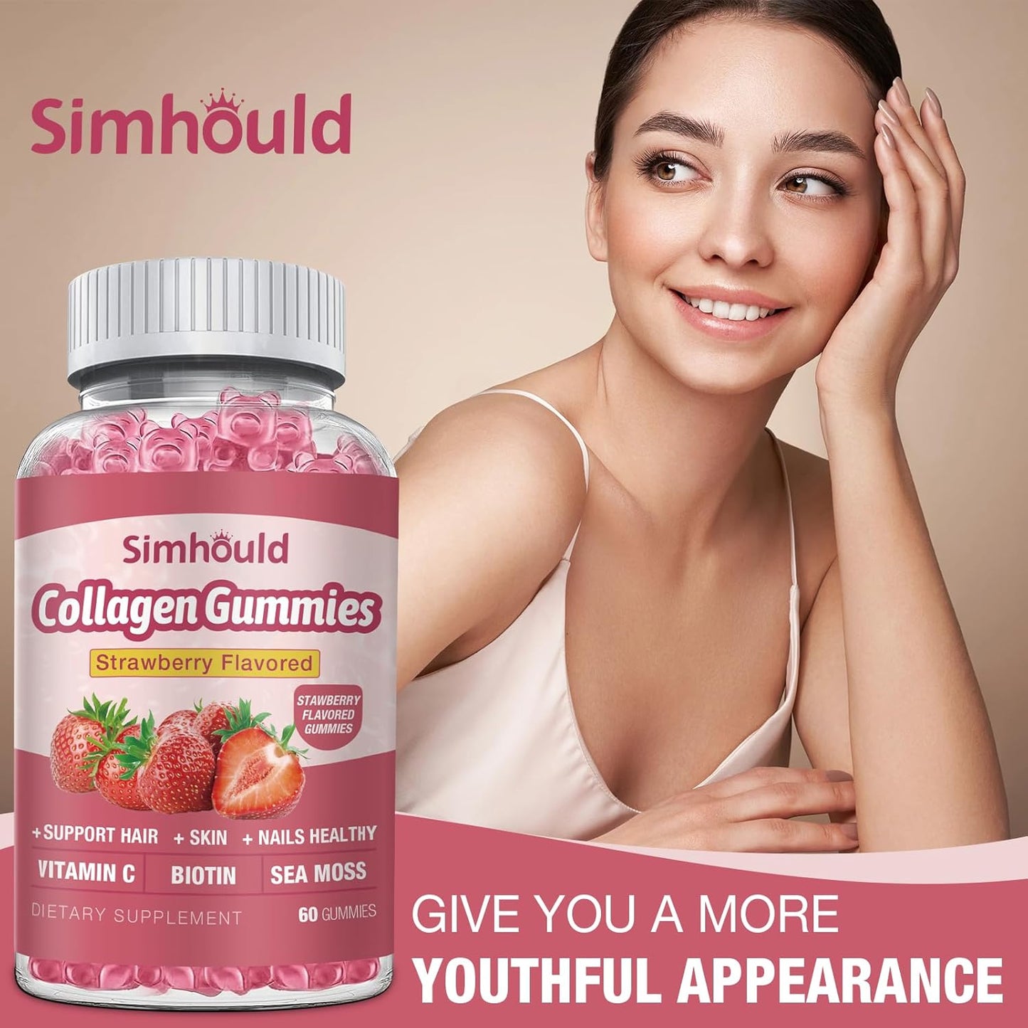 Vegan Collagen Gummies 2500mg, Anti-Aging for Women & Men, Hair, Skin, Nails, Biotin, Sea Moss - Non-GMO, Sugar-Free, 120 Count