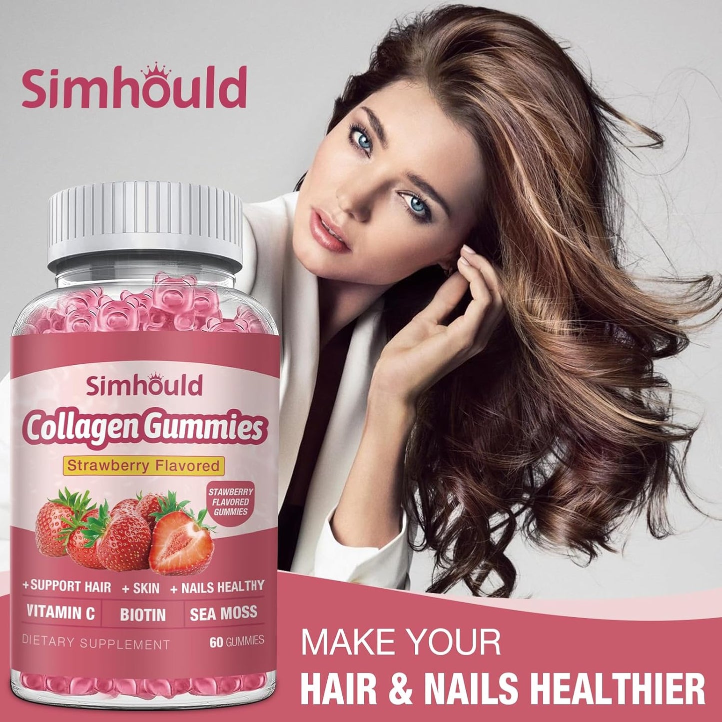 Vegan Collagen Gummies 2500mg, Anti-Aging for Women & Men, Hair, Skin, Nails, Biotin, Sea Moss - Non-GMO, Sugar-Free, 120 Count