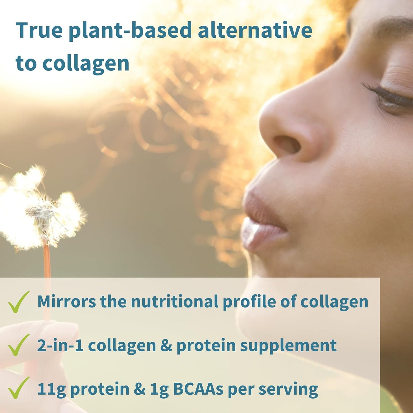 Vegan Collagen Peptide Powder with Glycine, Proline & Vitamin C - Non-GMO Plant Based Supplement for Skin & Joint Health, 35 Servings