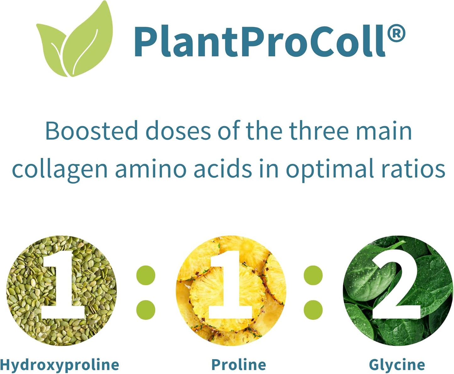 Vegan Collagen Peptide Powder with Glycine, Proline & Vitamin C - Non-GMO Plant Based Supplement for Skin & Joint Health, 35 Servings