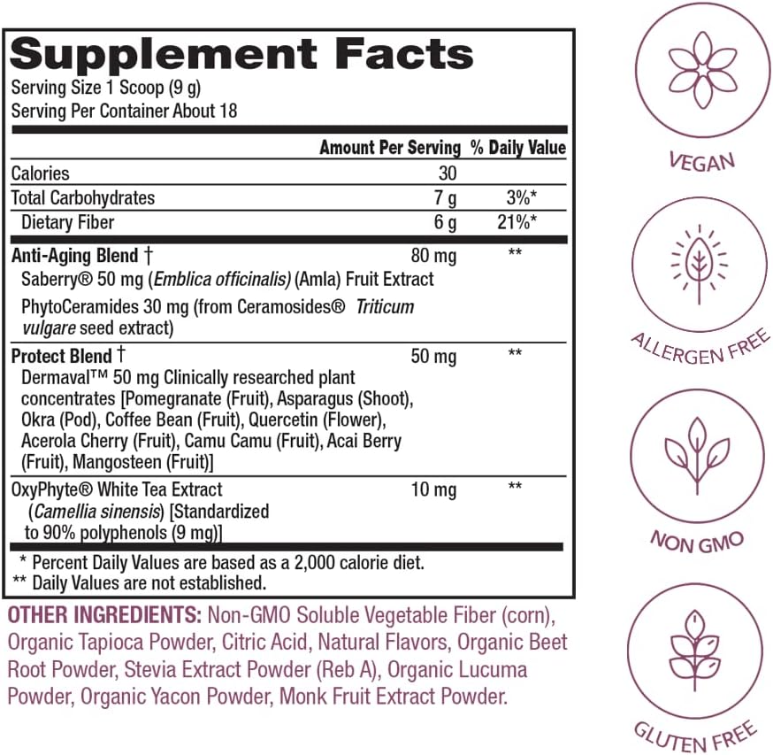 Vegan Collagen Powder for Women - Plant-Based Beauty Supplement for Hair, Skin, and Nails - Gluten-Free, Non-Dairy, Non-GMO - Strawberry Lemonade Flavor - 18 Servings