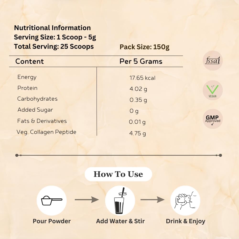 Vegan Collagen Powder Supplement for Skin and Hair Health, No Added Sugar, Anti-Aging Formula for Men and Women