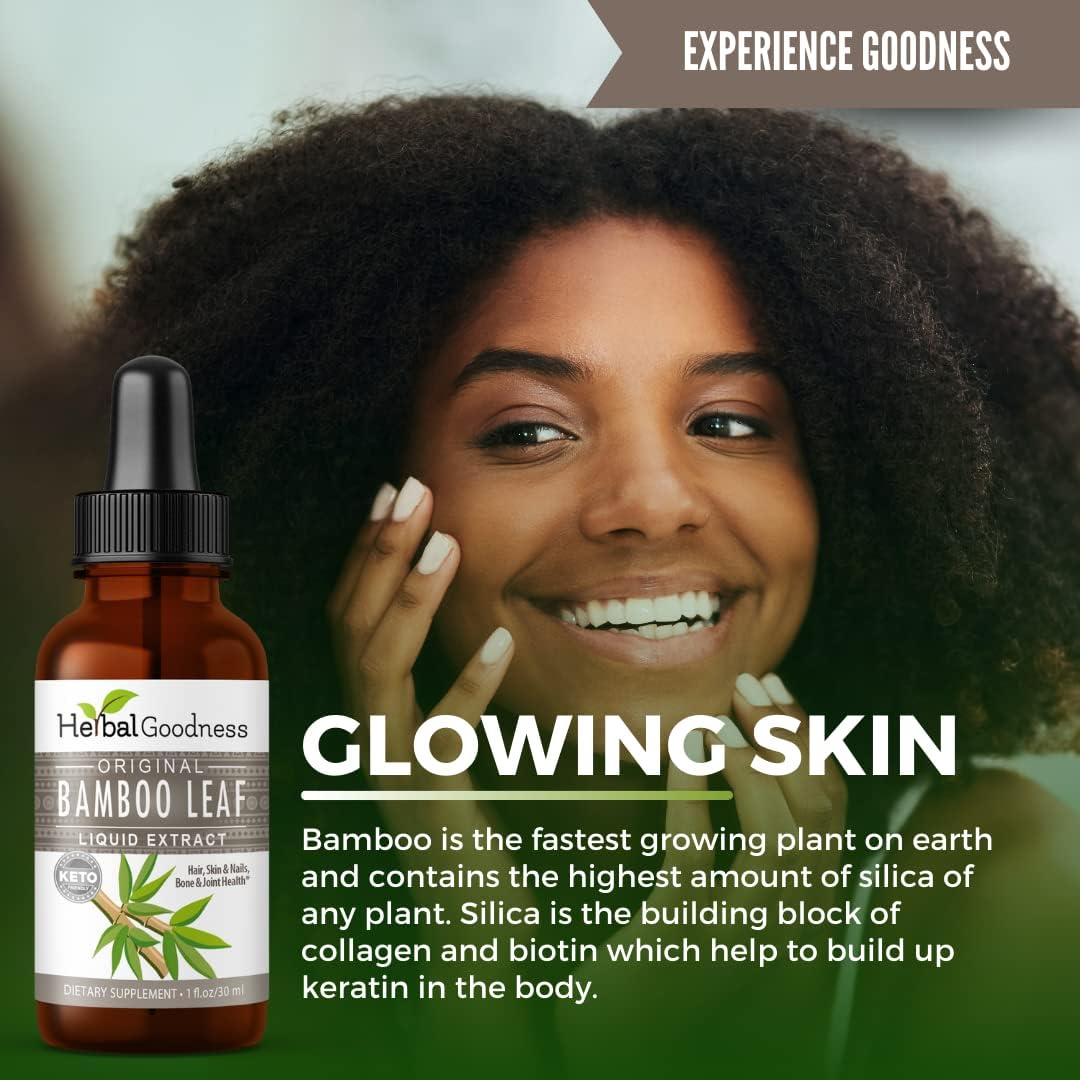 Vegan Collagen Superfood with Bamboo Extract for Hair Growth, Skin, Nails, and Joints - 70% Natural Silica - 12 Bottles of 1oz Dietary Fiber - Herbal Goodness