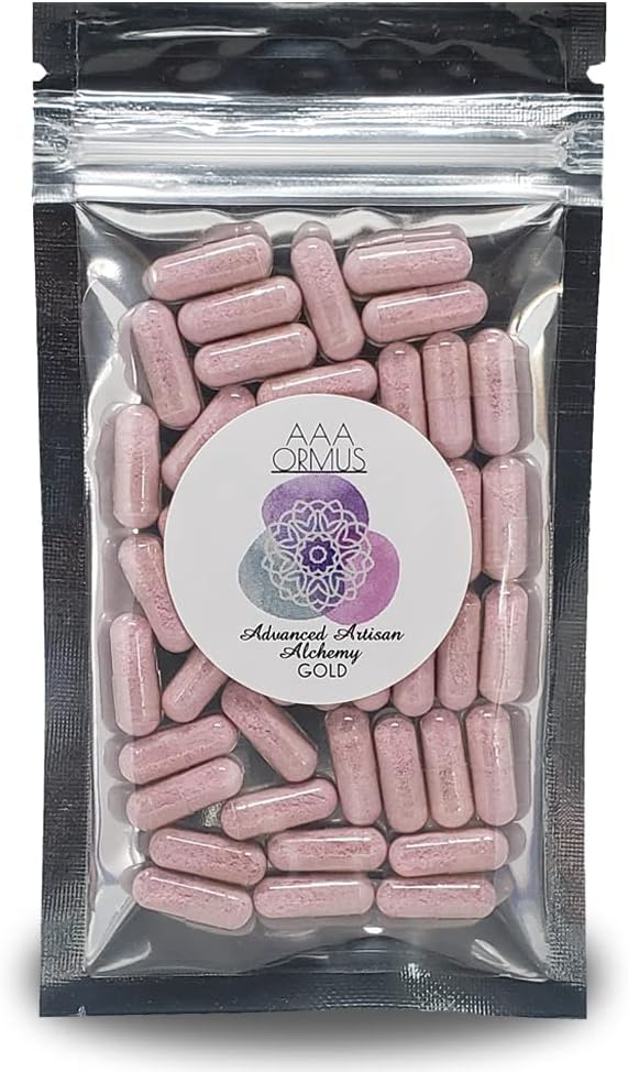 Vegan Colloidal Gold Capsules - Monoatomic Gold Ormus Supplement - The Philosopher's Stone - 45 Count Bag