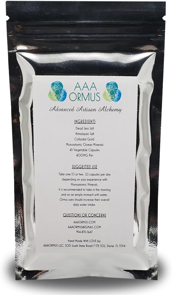 Vegan Colloidal Gold Capsules - Monoatomic Gold Ormus Supplement - The Philosopher's Stone - 45 Count Bag