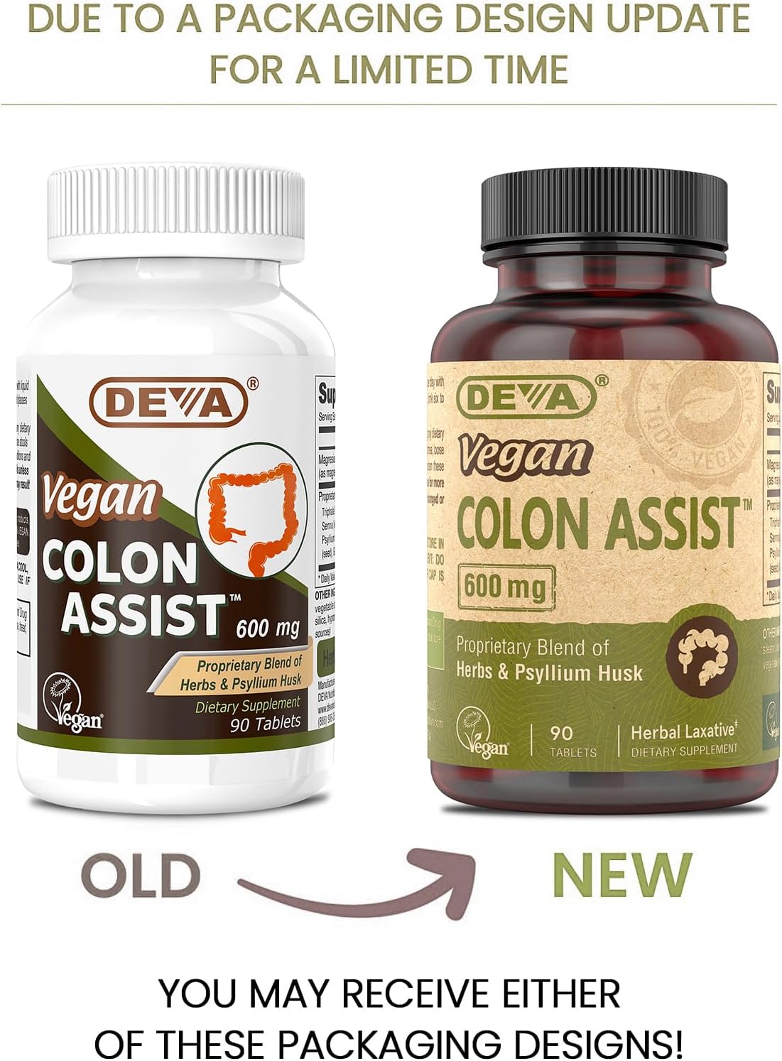 Vegan Colon Assist Tablets with Magnesium, Triphala, Psyllium Husk, Senna, Cinnamon - 90 Count