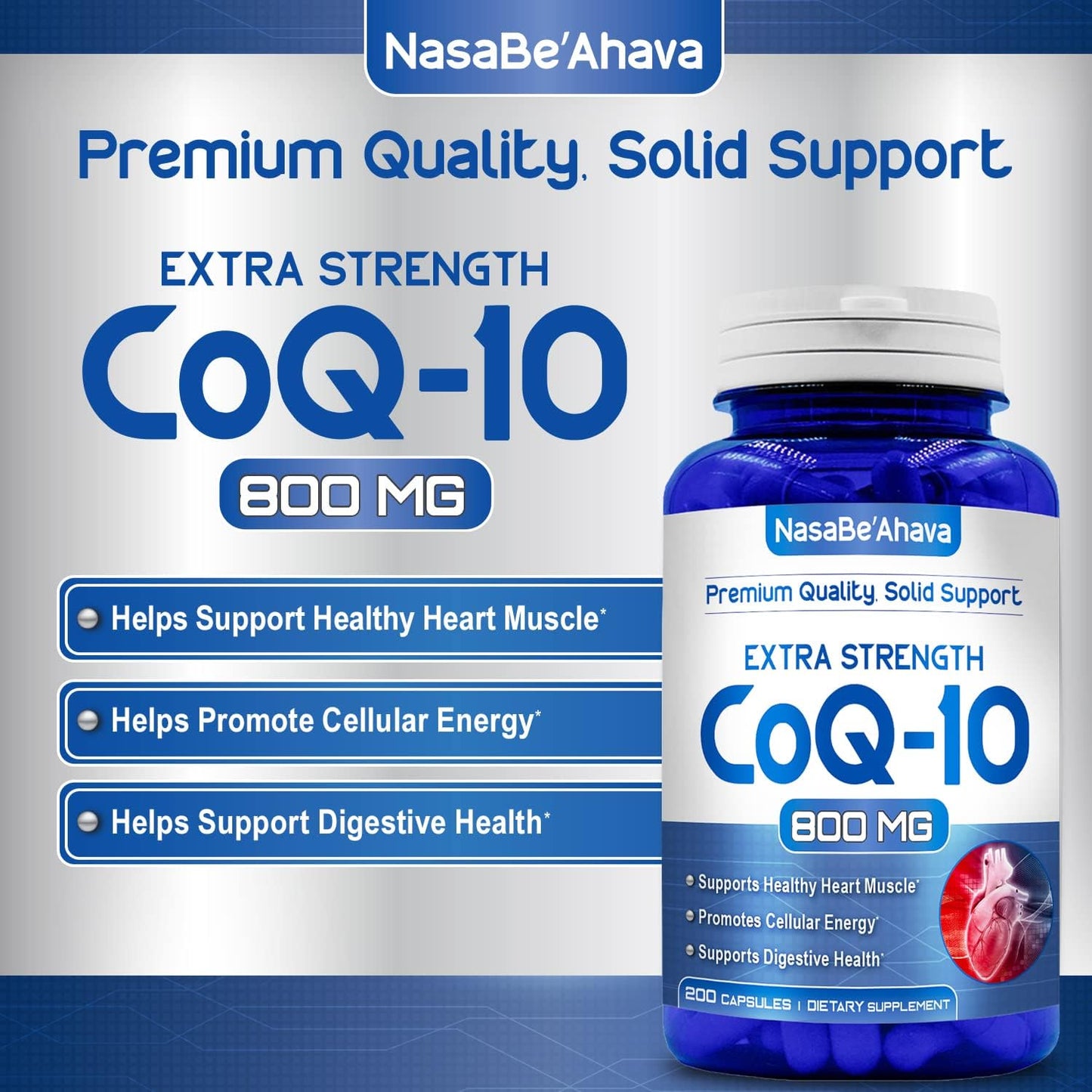 Vegan CoQ10 800mg Capsules for Skin, Heart, and Energy Support | Easy Absorption Ubiquinone Supplement | Made in USA | 100 Servings