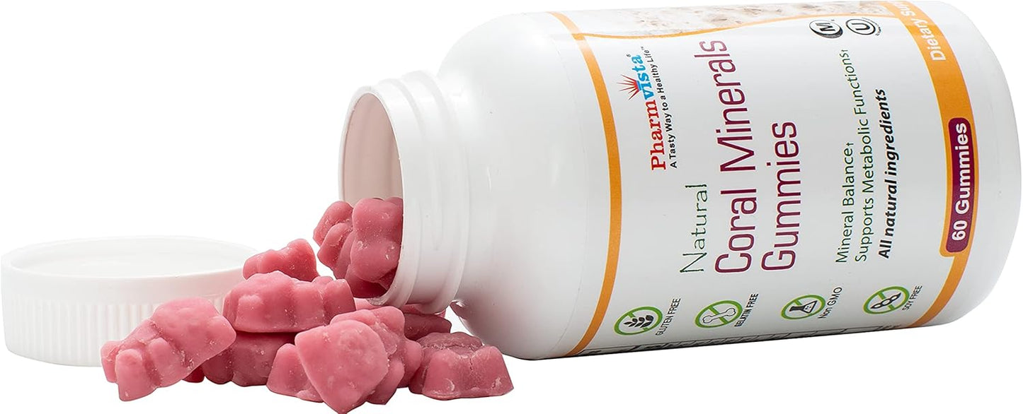 Vegan Coral Calcium Gummies with Trace Minerals - Natural Calcium & Vitamin D3, 60 Count