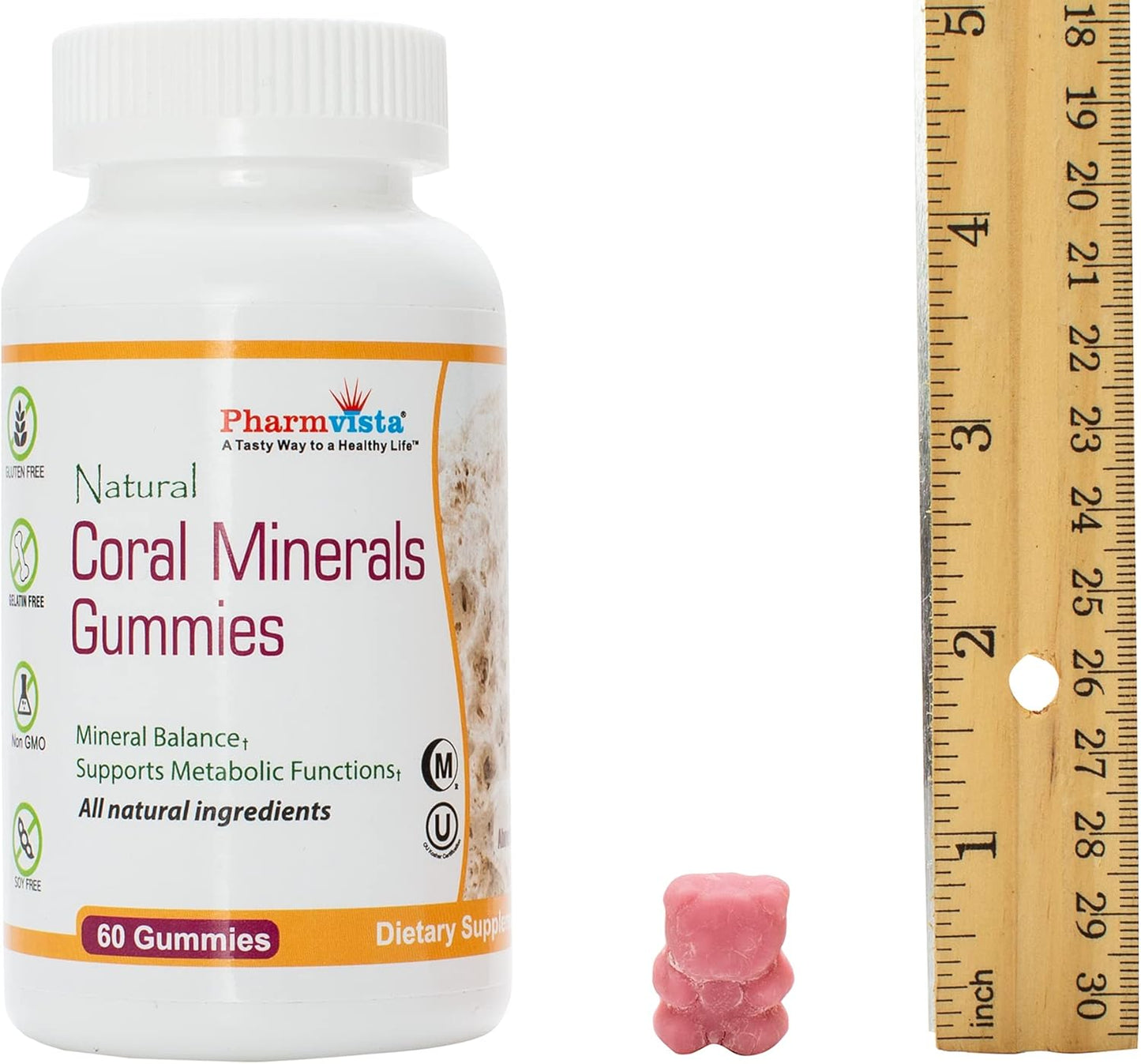 Vegan Coral Calcium Gummies with Trace Minerals - Natural Calcium & Vitamin D3, 60 Count