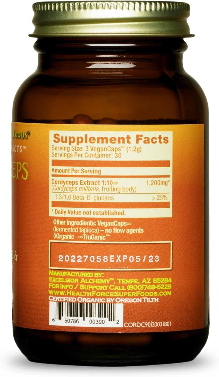 Vegan Cordyceps Capsules - 90 Capsules by HealthForce SuperFoods - BoostGo Australia