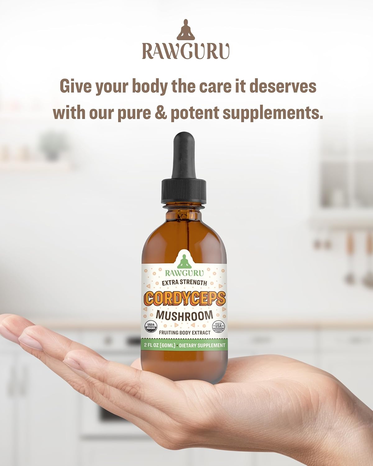 Vegan Cordyceps Mushroom Supplement - Nano-Processed Immunity & Cognitive Booster with Trace Minerals - 60 Servings of Vegan Drops - 60 ml, Pack of 1