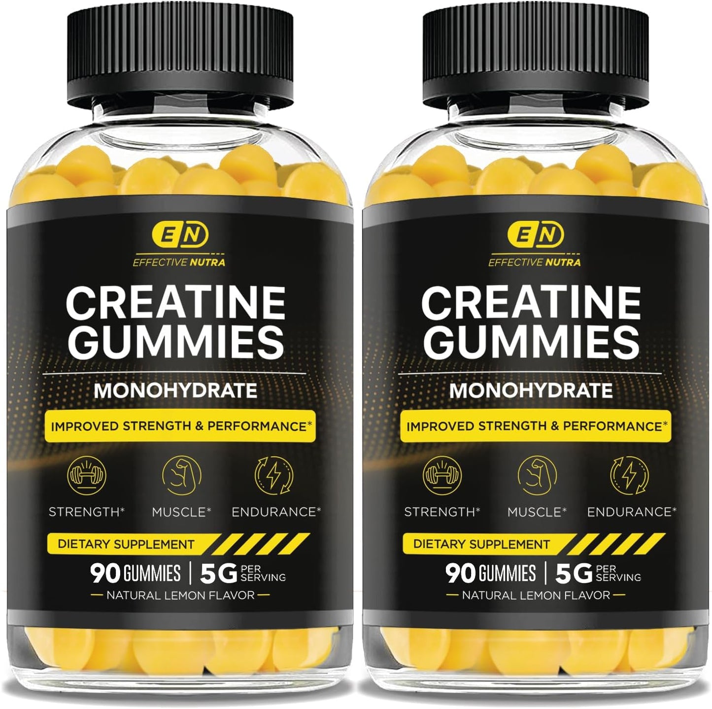 Vegan Creatine Gummies for Strength & Endurance - Natural Lemon Flavor (2-Pack)