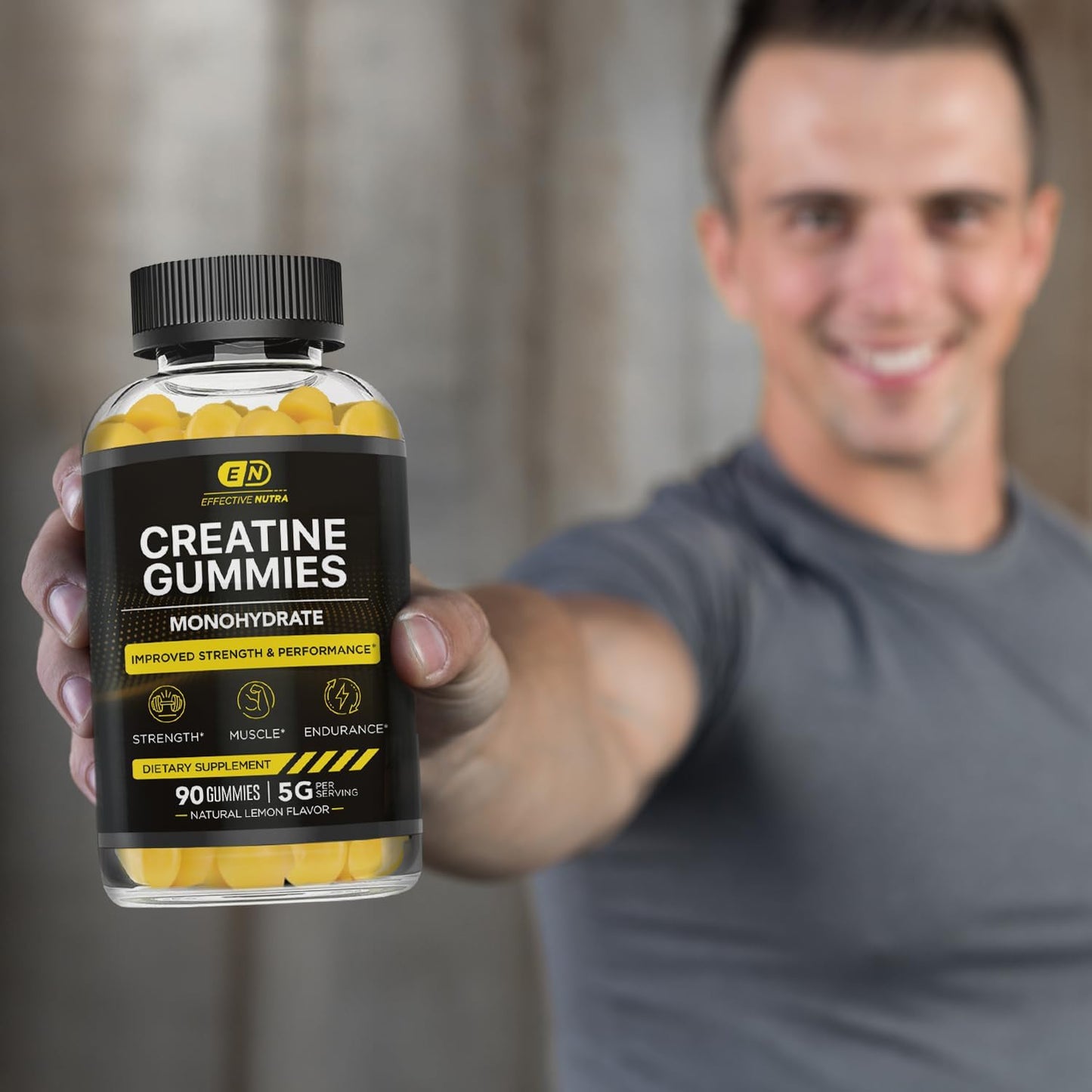 Vegan Creatine Gummies for Strength & Endurance - Natural Lemon Flavor (2-Pack)