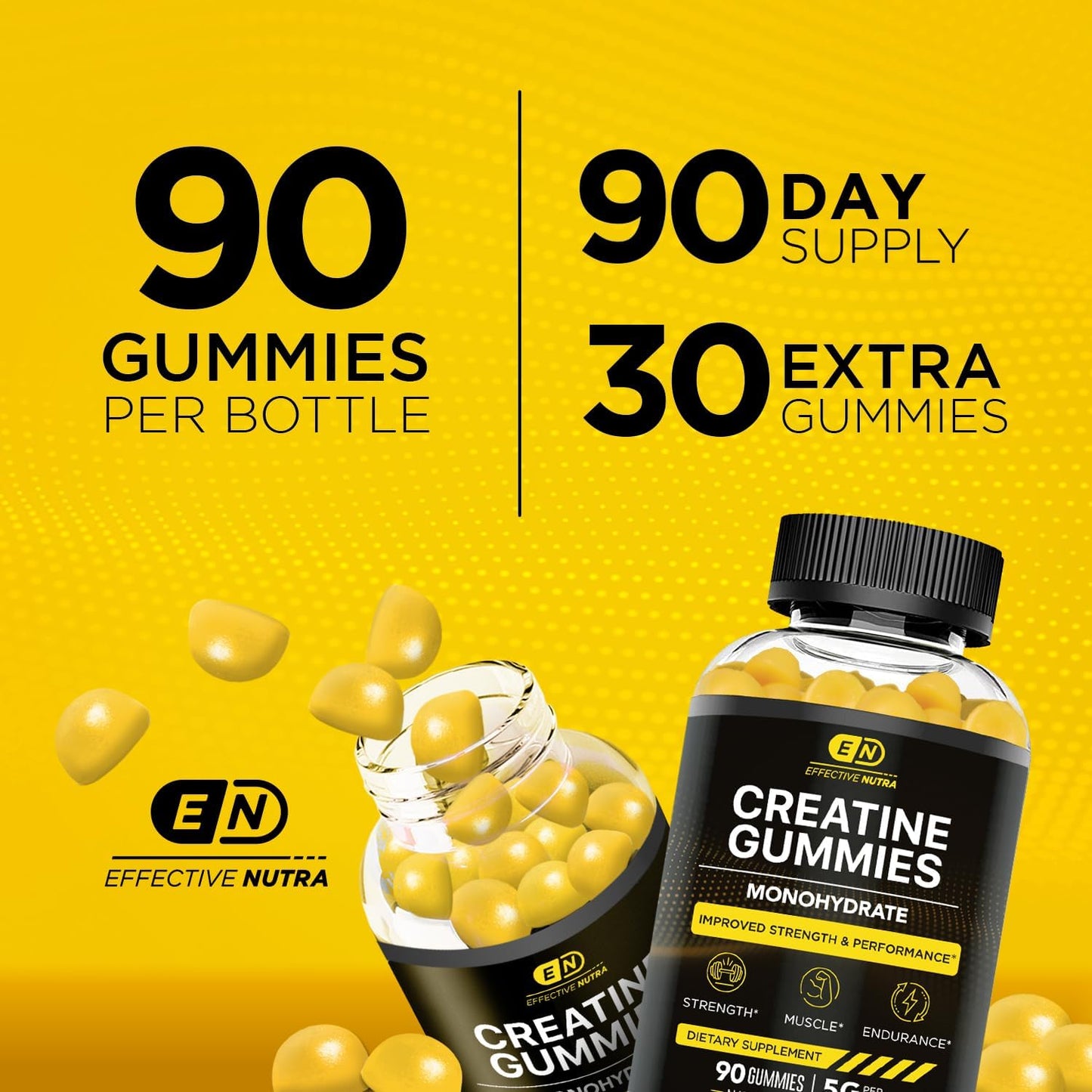 Vegan Creatine Gummies for Strength & Endurance - Natural Lemon Flavor (2-Pack)