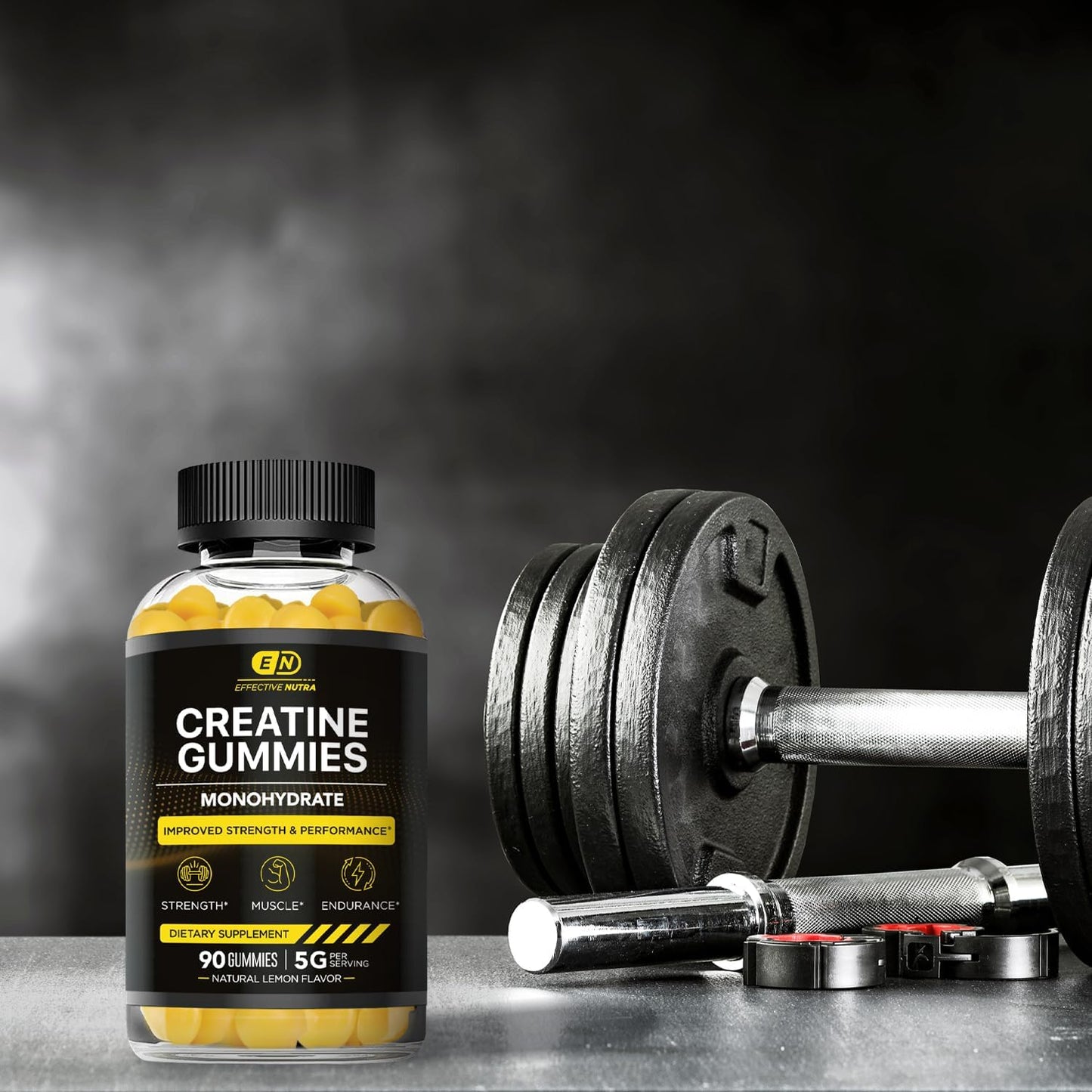 Vegan Creatine Gummies for Strength & Endurance - Natural Lemon Flavor (2-Pack)
