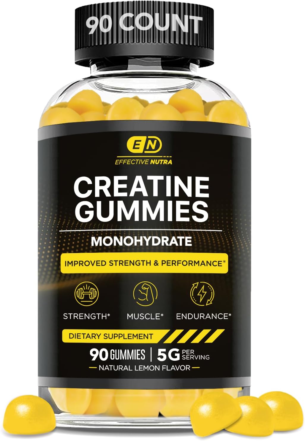 Vegan Creatine Gummies for Strength & Endurance - Natural Lemon Flavor (2-Pack)
