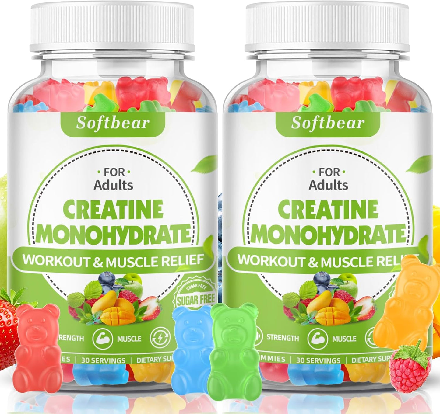 Vegan Creatine Monohydrate Gummies 5000mg for Muscle Strength - 120 Count Mixed Flavor Pre Workout Supplement for Men and Women