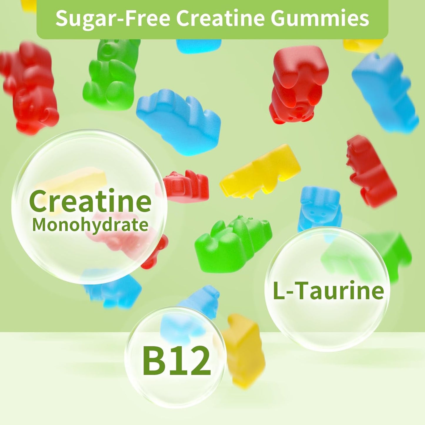 Vegan Creatine Monohydrate Gummies 5000mg for Muscle Strength - 120 Count Mixed Flavor Pre Workout Supplement for Men and Women