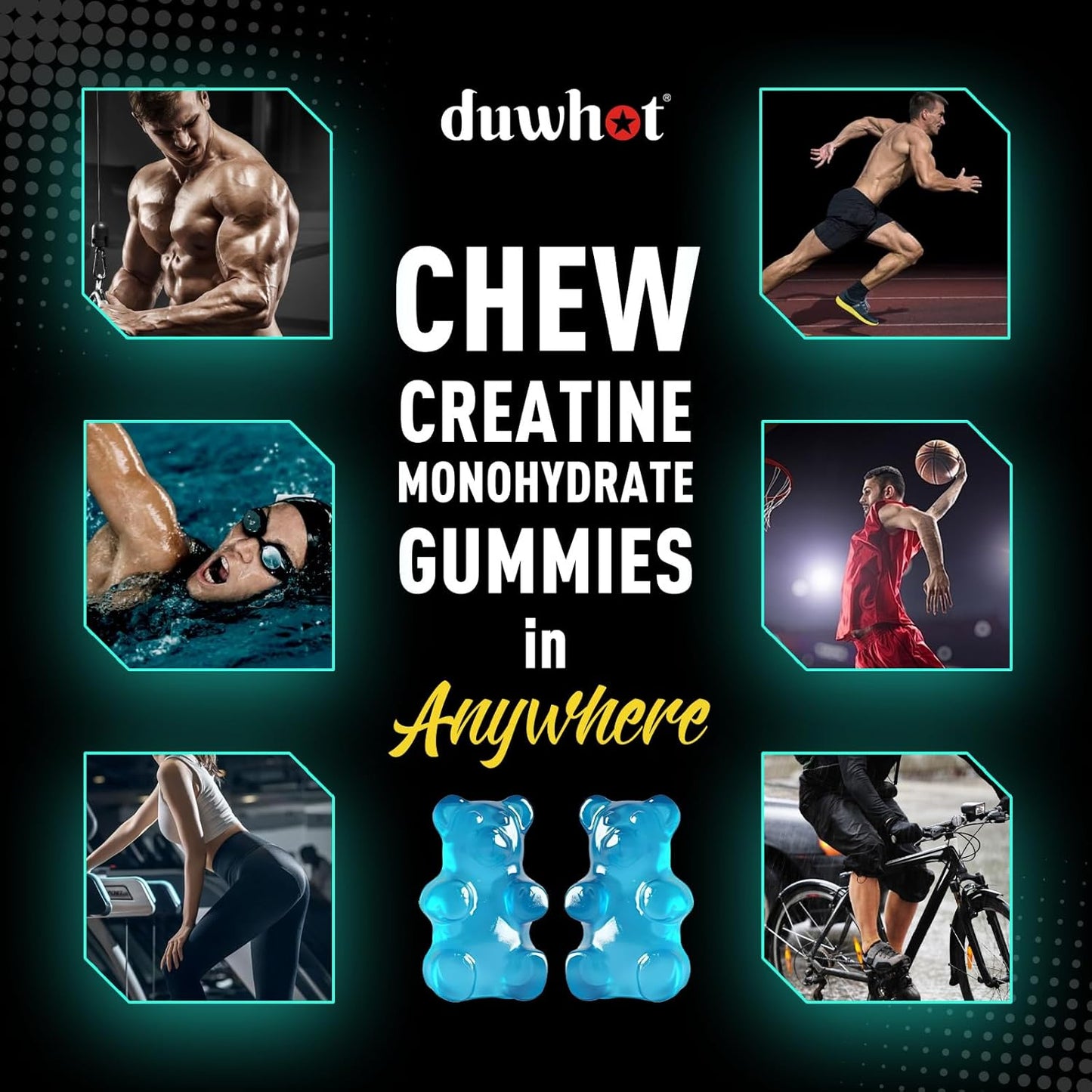 Vegan Creatine Monohydrate Gummies for Men & Women - 2500mg Per Serving - Mixed Berry Flavor - Sugar Free - Non-GMO - 60 Count