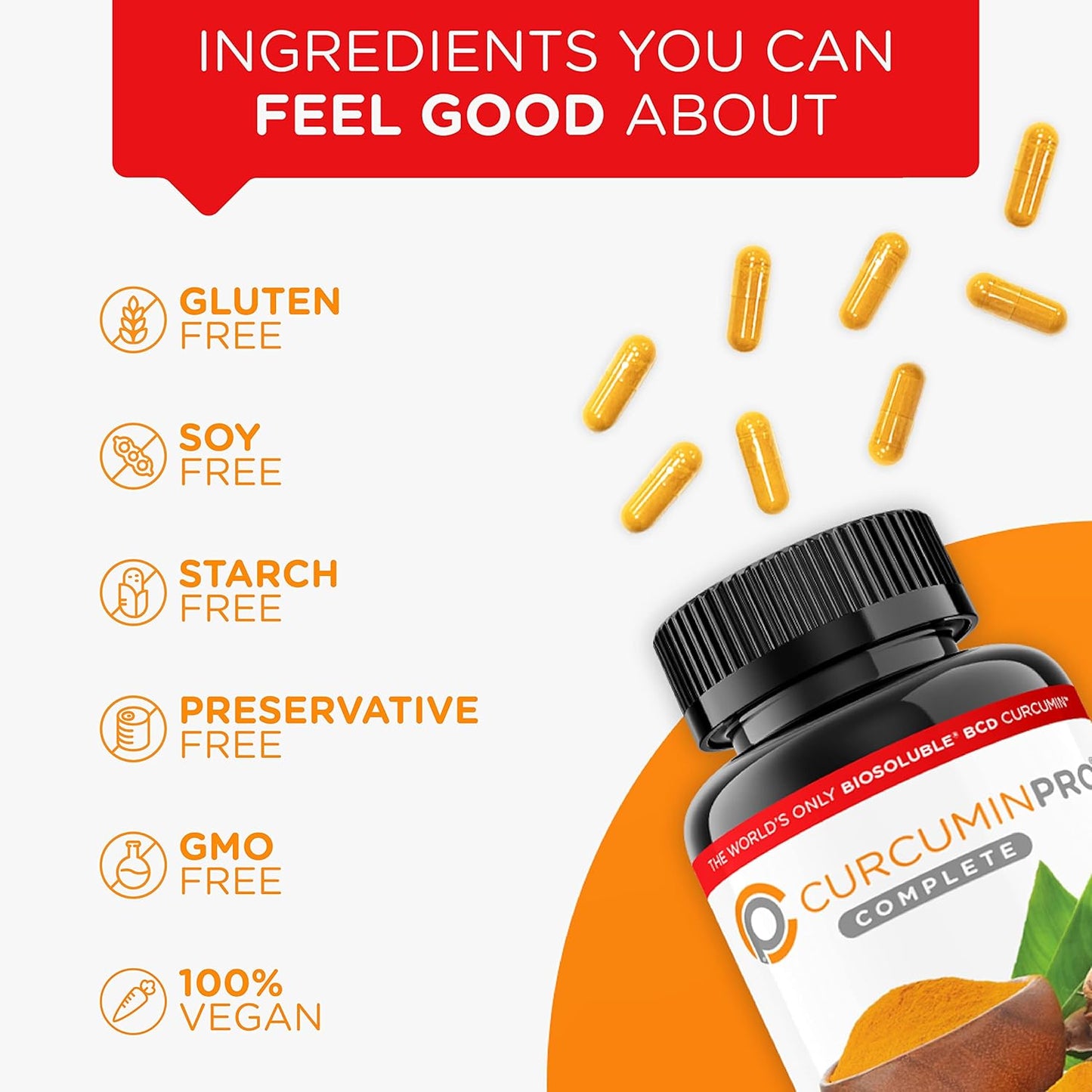 Vegan Curcuminpro Complete BCD with Organic Turmeric for Joint & Muscle Support - 60 Count